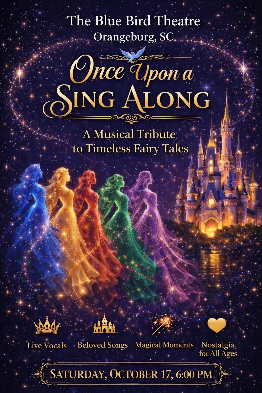 A Dream Is a Wish Your Heart Makes poster: a princess in a pink gown before a glowing castle